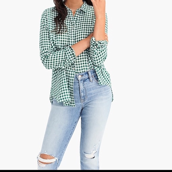 J. Crew Tops - 5/$25 J Crew Gingham Relaxed Boy Shirt